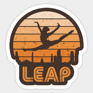 Retro Sunset Ballerina Leap Girls Sticker